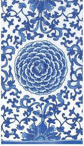 Χαρτοπετσέτες Guest Indigo Garden Blue White 10.8x19.8cm Caspari 15 Tεμάχια