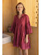 Summer Mini Dress with Ruffle Red