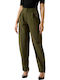 Damen Stoff Hose in Weitem Schnitt Olive