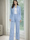 Women's Light Blue Set with Pants with Elastic in Loose Fit