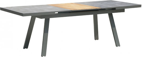 Giada Masă Extensibilă Pentru Sala De Mese Din Aluminiu Nuanță De Lemn Teak 240x90x76cm