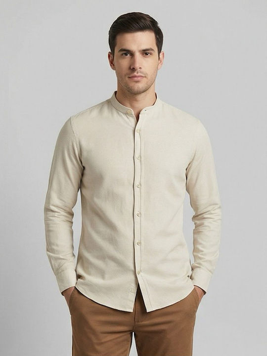 Long-sleeved Cotton Shirt Beige