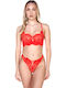 Comfort Spitzen Unterwäsche-Set für Damen mit Zeichenfolge Red