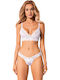 Obsessive Lace Underwear Set with Bra & String White