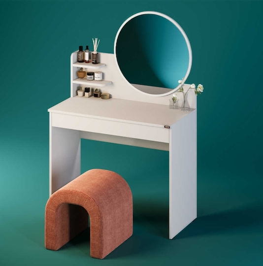 Bodenstehende Schminktisch Schlafzimmer Holz Weiß mit Spiegel 90x45x138cm
