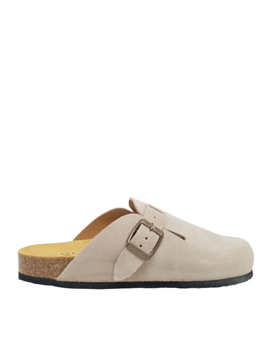 Plakton Anatomical Leather Women's Slippers Beige