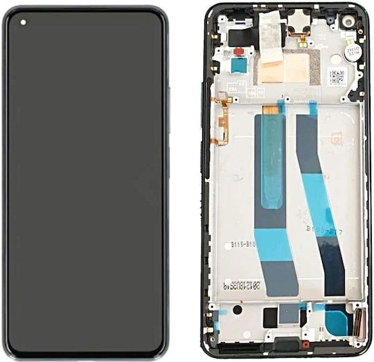 Screen with Touch Mechanism and Frame for Xiaomi 11 Lite NE 5G, Mi 11 Lite 4G/5G (Black)
