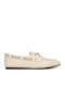 Leather Women's Boat Shoes in Beige Color