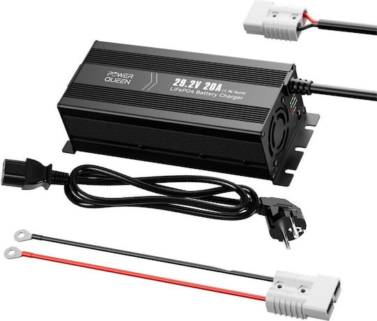 Φορτιστής Μπαταρίας Λιθίου Power Queen 29.2v 20a Lifepo4 Heavy Duty