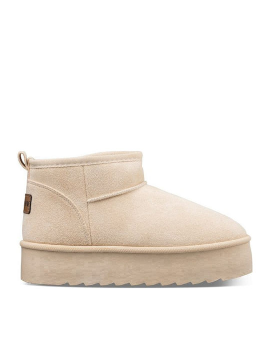 Envie Shoes Women's Ankle Boots with Fur Beige