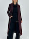 Femeie Bordeaux Palton cu Curea