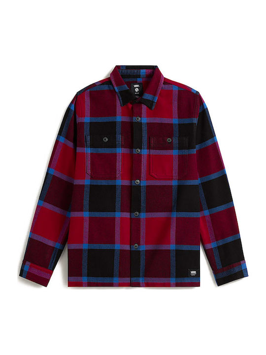 Long-sleeved Flannel Shirt Checked Burgundy