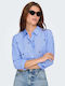 Women's Striped Long Sleeve Shirt Sky Blue