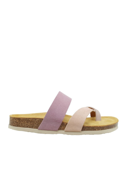 Leder Flache Damen Sandalen Lila