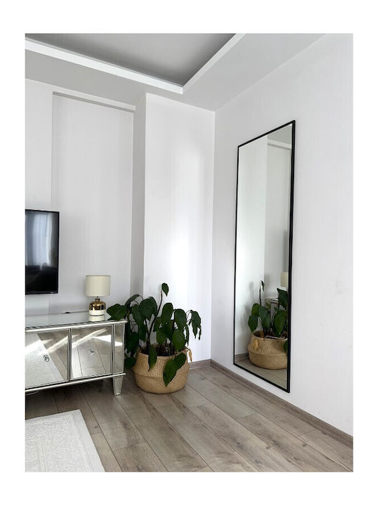 SteweHome Oglindă De Podea Cu Cadru Metalic Negru 180x80cm
