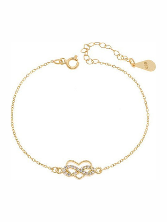 Senza Women's Bracelet with design Infinity made of Silver Gold Plated