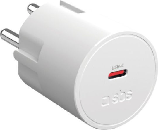 SBS Φορτιστής Χωρίς Καλώδιο με Θύρα USB-C 20W Power Delivery Λευκός (Schuko)