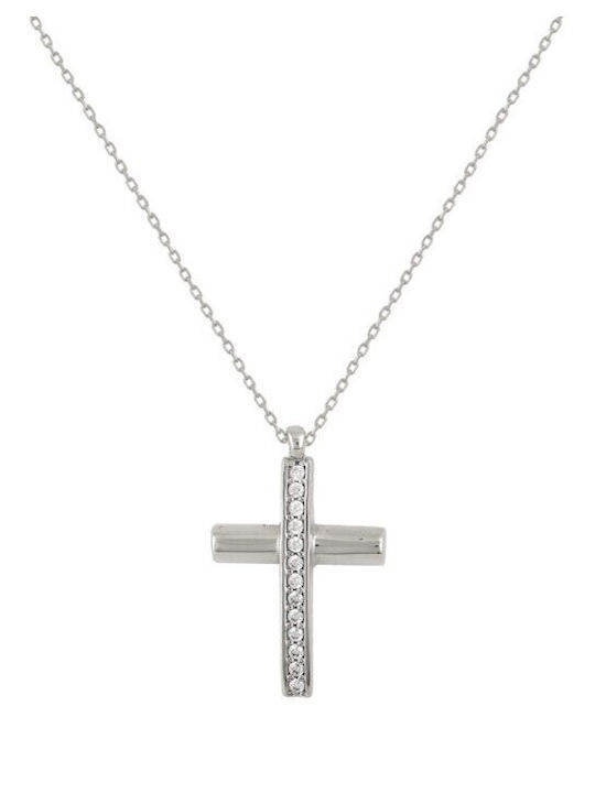 Atofio Kosmima Women's White Gold Cross 9K with Chain