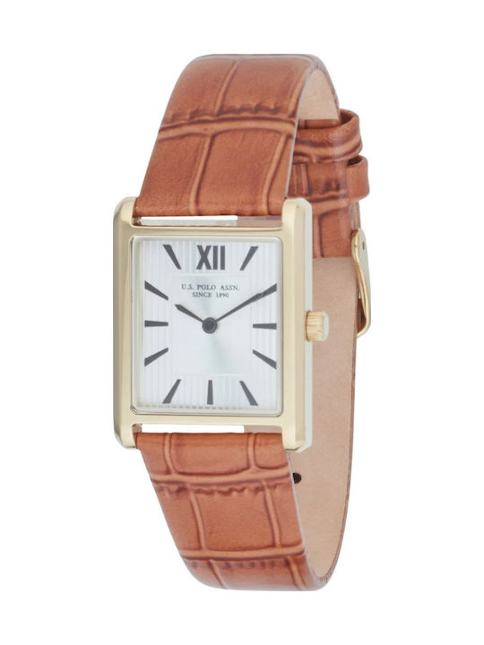 U.S. Polo Assn. Women's Watch with Brown Leather Strap