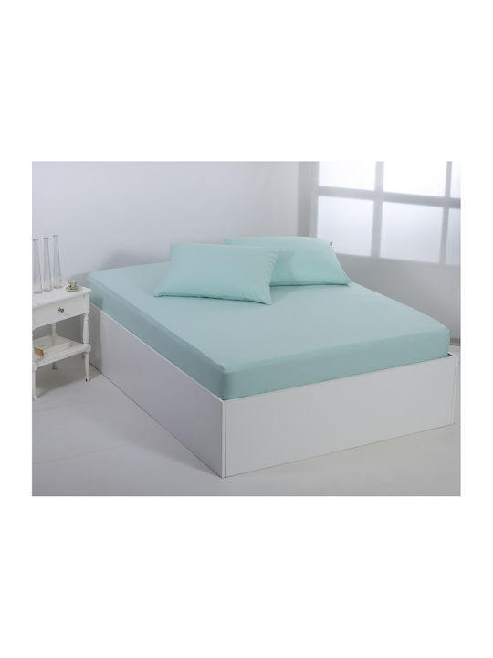 Silk Fashion Sheet for Single Bed with Elastic 105x200cm. Misty Jade