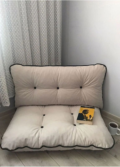 Set of Floor Cushions with Honeycomb Pattern for Living Room - Cream 70×95 Cm Set of Floor Cushions with Honeycomb Pattern for Living Room - Cream 70×95 Cm