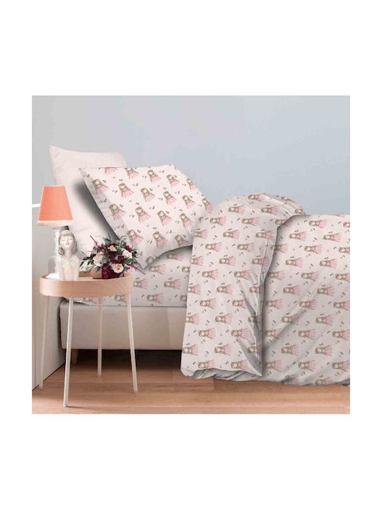 Astron Italy Baby Sheets Crib Cotton Fitted Princess Pink 75x145cm 3 Pieces