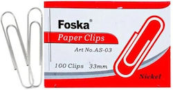 Foska Büroklammern 33mm Nickel 100 Stück