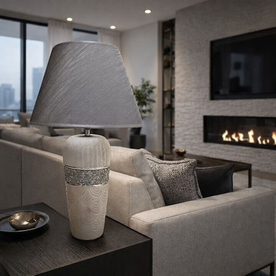 Galifas Ceramic Table Lamp for Socket E27 with Gray Shade