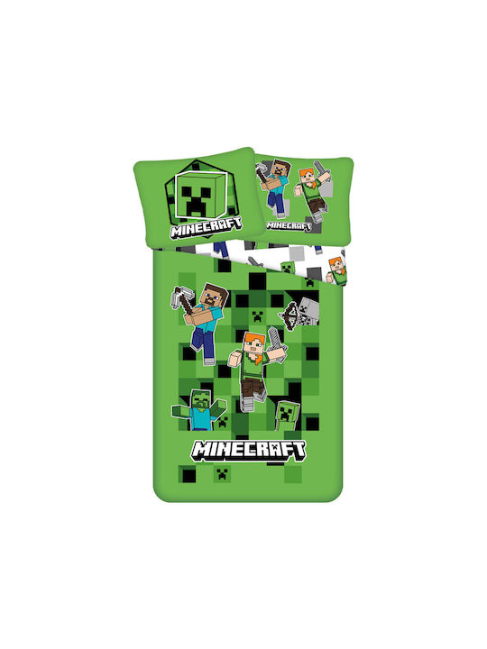 Minecraft Σετ Παιδική Παπλωματοθήκη Μονή Πράσινη