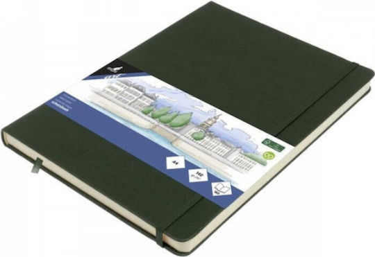 Sketchbook A4 Forest Green 140gr 160 Pages Elastic Hard Cover Kangaro