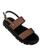 Leather Women's Flat Sandals Flatforms in Black Color