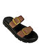 Leather Women's Flat Sandals Flatforms in Black Color