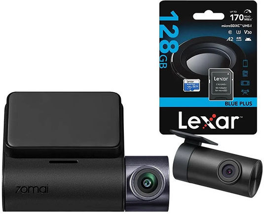 70Mai A410 & RC21 1440P Windshield Car DVR Set with Rear Camera, 2" Display with Adhesive Tape
