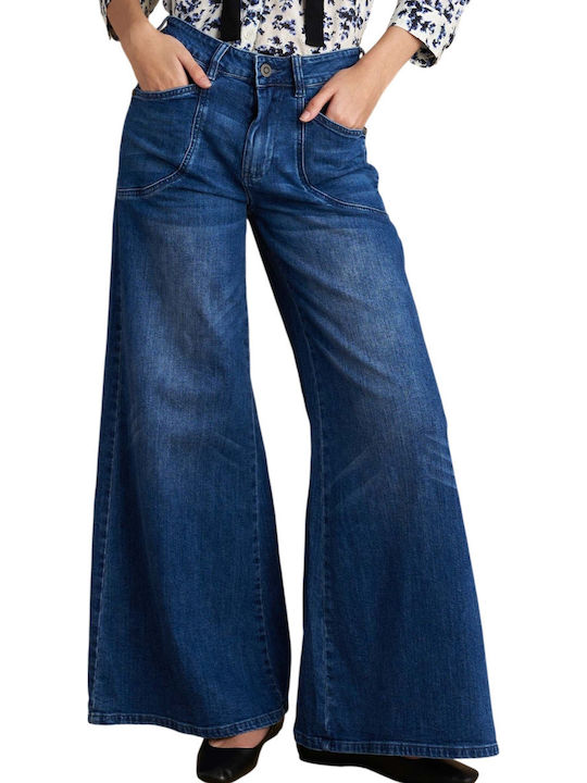 Damen Jeans Hosen in Breit Bein Stil 9922930-Blau