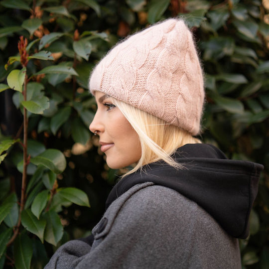 Σκουφάκι Beanie Γυναικείος Σκούφος Πλεκτός σε Ροζ χρώμα