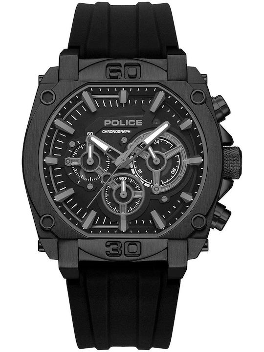 Police Norwood Men's Watch Chronograph Battery with Black Rubber Strap