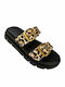 Leather Women's Flat Sandals Flatforms in Brown Color