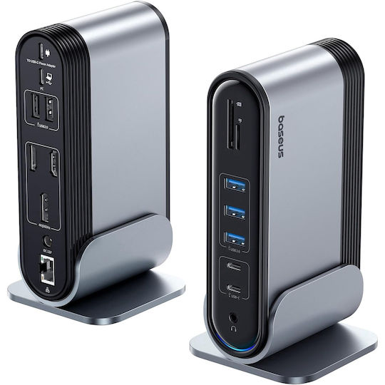 Dock / USB-C Stație de andocare cu HDMI/DisplayPort 4K PD Ethernet și conexiune 3 monitoare Argintiu (B0CPLTYNPZ)