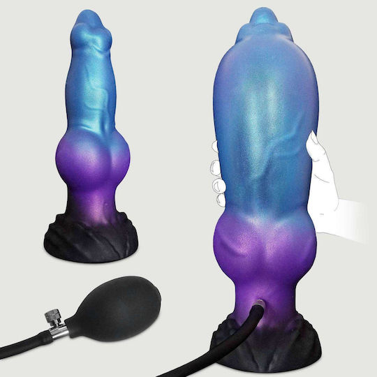 Реалистично дилдо Inflatable с Топки и Вендуза Син 21см