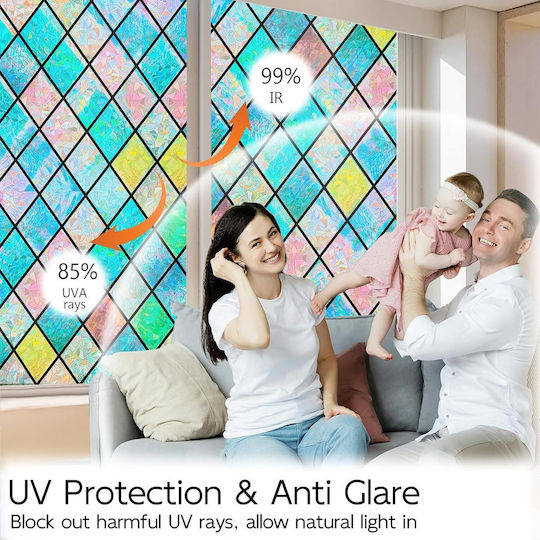Linarun Folie Autocolantă pentru Fereastră Efect 3D Curcubeu pentru Intimitate 50x300 Cm Linarun Folie Autocolantă pentru Fereastră Efect 3D Curcubeu pentru Intimitate 50x300 Cm