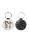 Leather Round Keychain Saint Valentine's Couples Glitter Black