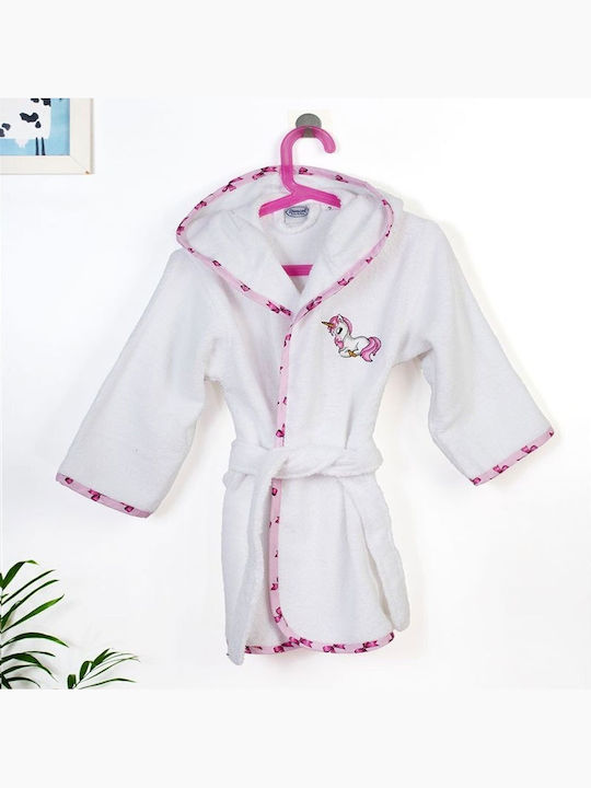 Dimcol Baby Hooded Towel Unicorn White-Pink