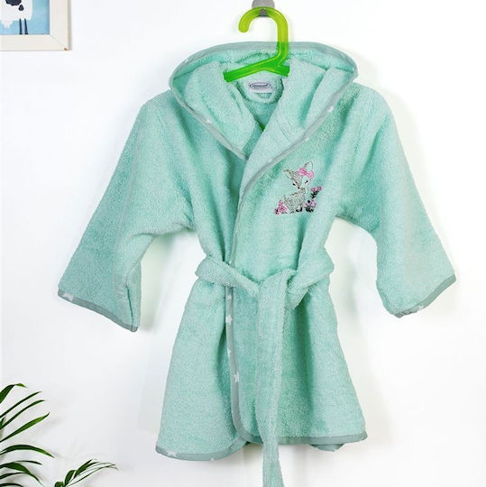Dimcol Baby Bademantel mit Kapuzen Deer Mint