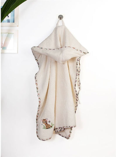 Dimcol Baby Bath Towel Hooded Giraffe Ecru Multicolour 75x85cm