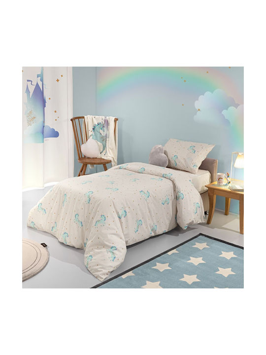 Saint Clair Sheet Set Single Cotton Pinto Aqua 165x250cm 3pcs