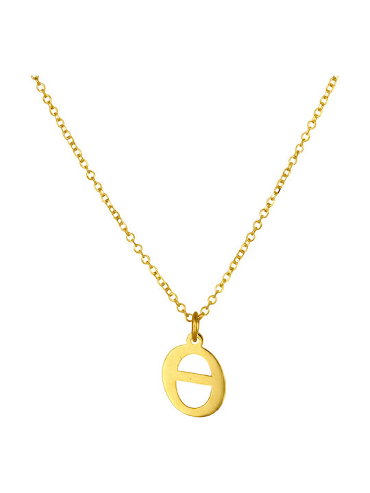 Halskette Monogramm "Θ" aus Gold 9 K