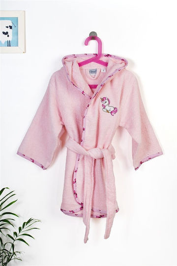 Dimcol Παιδικό Μπουρνούζι Pink με Κουκούλα