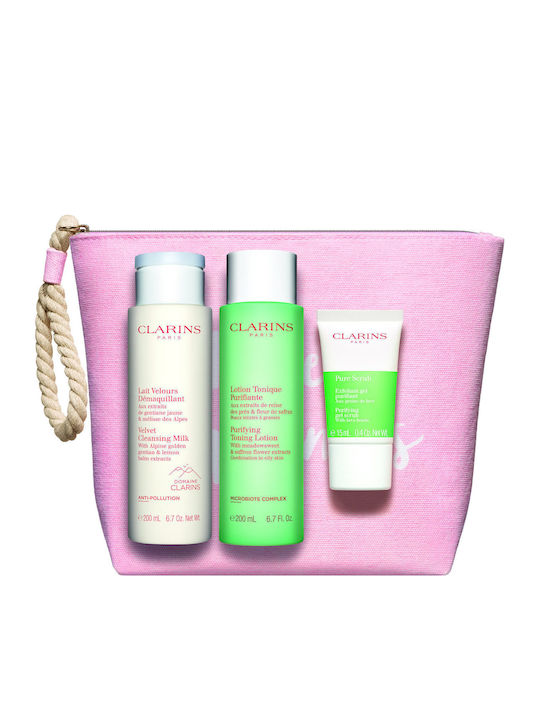 Clarins Perfect Cleansing Skin Care Set for Facial Cleaning for Combination / Oily Skin 4pcs