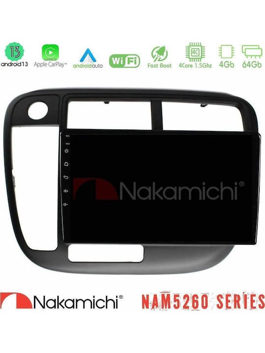 Nakamichi Nam5260 Series 4-ядрен Android 13 4+64GB Honda Civic 1995-2001 Навигация Мултимедиен Таблет 9" CarPlay и Android Auto