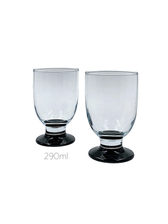 Domumart Set de pahare pentru apa din Sticlă în Culoarea Negru Cu picior 290ml 6buc